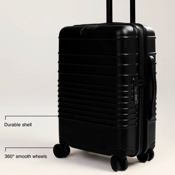 NWT Beis Black Carry On 21 Inch Roller Spinner Suitcase - Picture 5 of 5